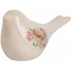 Clayre & Eef Béžová keramická dekorácia vtáčik s ružami Rosien M - 22*9*12 cm - Clayre & Eef