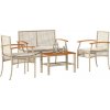 vidaXL 4-dielna záhradná sedacia súprava s podložkami béžová polyratan