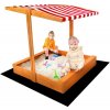 BABY MIX Detské drevené pieskovisko so strieškou 120x120 cm červeno-biele 120x120x20 červená