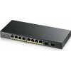 Zyxel GS1900-10HP v2 10-portový gigabitový webový inteligentný PoE switch, 8x gigabitový PoE RJ45, 2x SFP, 70W PoE rozpočet, bez ventilátora