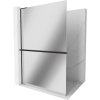 Mexen Kioto+ L, sprchová zástena Walk-In s poličkou a vešiakom 90 x 200 cm, 8mm sklo vzor zrkadlo, čierny profil, 800-090-123-70-50