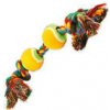 Hračka DOG FANTASY barevná 2 knoty + 2 tenisáky 35 cm
