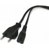 Síťový kabel 230V napájací, CEE7/16 (euro zástrčka) - C7, 2m, VDE approved, černý, Logo, 2-pinová koncovka