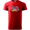 Kvetinové číslo kreslené - 50 - Klasické pánske tričko vyššej gramáže - 3XL ( Červená )