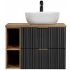 ArtCom Kúpeľňová skrinka s umývadlom a doskou ADEL Black DU80/3 | 80 cm