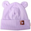 Baby Nellys Rebrovaná dvojvrstvová čiapka s uškami TEDDY lila