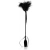 Secret play Riding Crop Black jazdecký kožený bič s páperovým dráždidlom Black 52 cm
