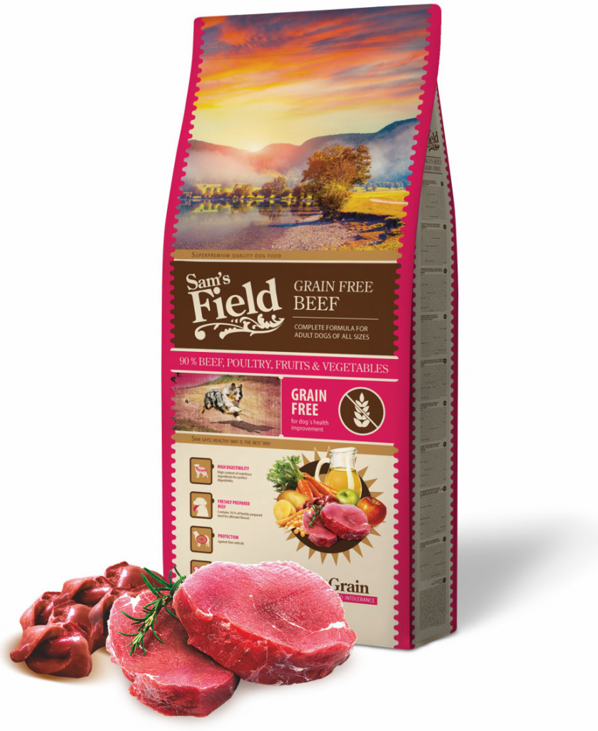 Sam\'s Field Grain Free Beef Angus superprémiové pre dospelých psov všetkých veľkostí a plemien 13 kg