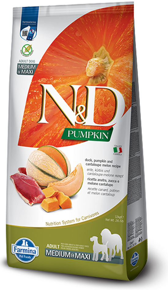 N&D Pumpkin Dog Adult medium & maxi duck & cantaluope 12 kg