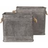 Clayre & Eef 2ks dekoračné plechové boxy / kvetináče - 44 * 26 * 39/38 * 22 * ​​33 cm - Clayre & Eef