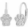 Silvego Strieborné náušnice labky Pawie s Brilliance Zirconia LPS2287ES