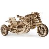 Ugears 3D drevené mechanické puzzle UGR-10 Motorka (scrambler) s vozíkom