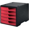 Triediaci box, 5 zásuviek, čierna/červená