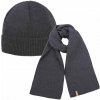 KAMA A159+S07 SET 1+1, pletená MERINO čiapka + šál, sivá