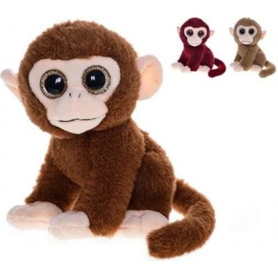 MIKRO - Opica plyšová sediaca 20cm veľké oči 3farby 0m+ 93264 - plyšová hračka