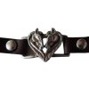 Náramok kožený 2 konské hlavy medený