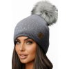 Fashionweek Dámska čiapka s kožušinovou brmbolcom JENOT +flísová podšívka WOOL VERONA Farba: Šedá, Veľkosť: Universal