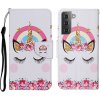 Peňaženkové 3D puzdro DRAWING na Samsung Galaxy S23 Plus 5G – Korunka jednorožca