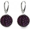 Náušnice Swarovski elements Discoball 12 mm fialové Amethyst