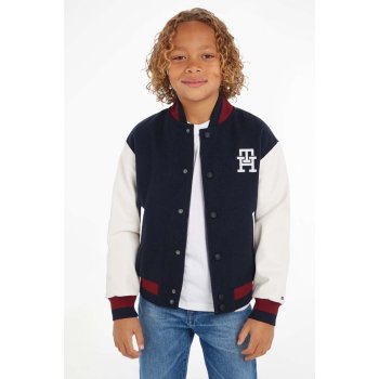 Tommy Hilfiger Detská bunda bomber s prímesou vlny tmavomodrá