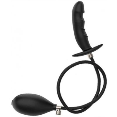 Slave4master Wow Inflatable Silicone Butt Plug, čierny silikónový nafukovací análny kolík 12 x 2,1–2,5 cm