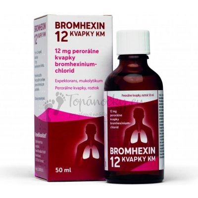 Bromhexin 12 Kvapky km gtt por (liek.skl.hnedá+kvapkadlo) 1x50 ml