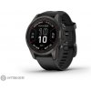 Garmin fenix 7S Pro Sapphire Solar hodinky, Carbon Gray DLC Titanium, Black Band