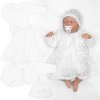 Baby Nellys Luxusná pletená sada pre dievčatko na krstiny a oslavu 4D design - biela, veľ. 62, 62 (2-3m)