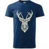 Jeleň kresba - Klasické pánske tričko vyššej gramáže - 4XL ( Polnočná modrá )