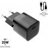Fixed Mini set nabíjačky s USB-C výstupom a USB-C káblom, PD, 1m, 20W, čierny FIXC20M-CC-BK