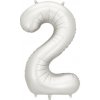 PartyDeco Balón Číslo 2 strieborný saténový 86 cm