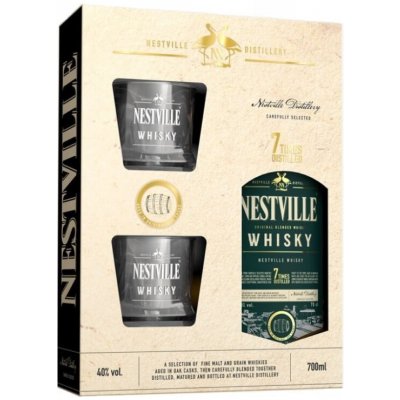 Whisky Nestville Blended 40% 0,7L darčekové balenie + 2 poháre