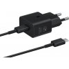 EP-T2510XBE Samsung USB-C 25W Cestovní nabíječka + USB-C Datový Kabel Black