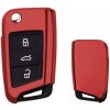 Metalický obal na kľúč Škoda III, VW, Seat červený