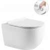 CERANO - Závesná WC misa Felci, Rimless + UF sedátko - biela lesklá - 36x52,5 cm