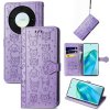 Peňaženkové kožené puzdro Cat and Dog na Honor Magic5 Lite - Fialová