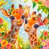 Diamantový obraz Žirafy a kvety