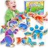 DREVENÉ KONŠTRUKČNÉ KOCKY 4 DINOSAURY SADA 30 MAGNETICKÝCH DIELIKOV T-REX