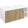 Sapho LOREA skrinka s umývadlom 101x46x51,5cm (80+20cm), ľavá, dub Alabama/biela matná LE080-2231-L-02