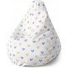 Sablio Sedací vak Pear Maľované srdce na bielej - 140 x 100 x 25 cm