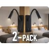 V-TAC LED lampa k posteli 3W, 120lm, CREE CHIP, USB-C+USB, čierna/2-PACK!