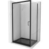 Mexen Apia sprchový kút posuvný 100 x 80 cm, transparentný, čierny + vanička Flat, čierna - 840-100-080-70-00-4070B