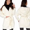 Fashionweek prechodný alpakový kabát s kapucňou TC750 krémová