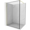Mexen Kioto, sprchová zástena Walk-In 100 x 200 cm, 8mm číre sklo čierny vzor, zlatý matný profil, 800-100-101-55-70