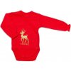 Mamatti Dojčenské body dlhý rukáv, zapínanie bokom, Christmas, červená/zlatá, 56 (1-2m)