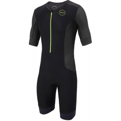 Zone3 Ltd Men's Aquaflo Plus Short Sleeve Trisuit BLACK/GREY/NEON GREEN