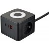 Sieťový adaptér VIKING YC23L, čierna/Output:2xAC,1xUSB-A,2xUSB-C/dotykové LED svetlo/1,4m kábel
