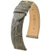 Remienok Hirsch Genuine Croco 1 - sivý, lesklý - 13 mm - M – Stredná dĺžka - 12 mm - Strieborná + 5 rokov záruka a darček ZADARMO