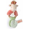 Doudou et Compagnie žirafa s hrkálkou Couleurs Savanečervená15 cm