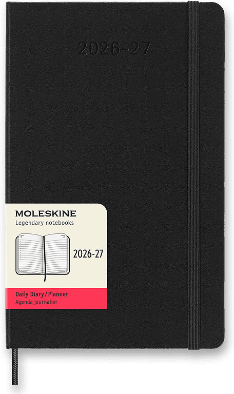 Moleskine A5 denný 2026-27 čierny